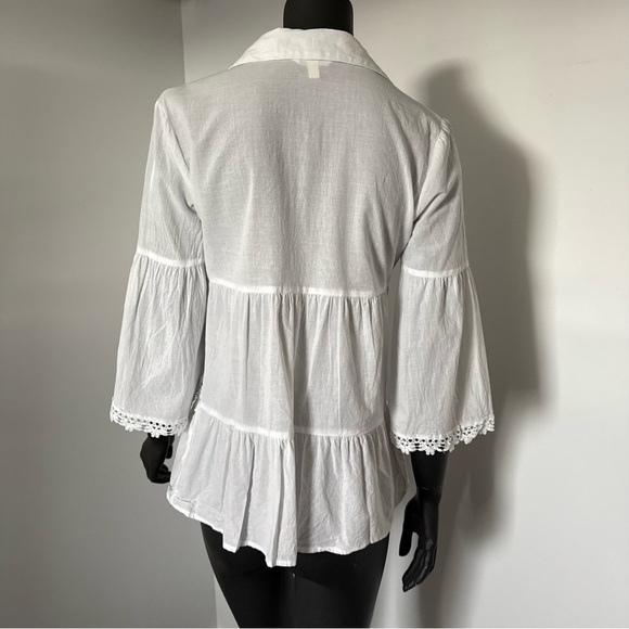 ☁️ ADIVA White Cotton Boho Lace Peplum Top – Size M - Picture 3 of 5